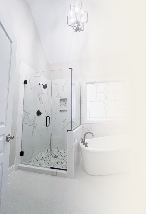 all white bathroom interior design with bath tub